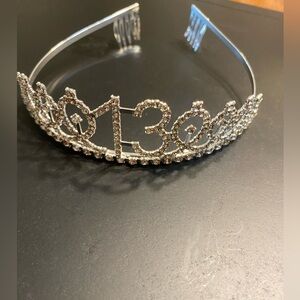 13th birthday Tiara.  Silver Crystal tiara with shiny rhinestones.